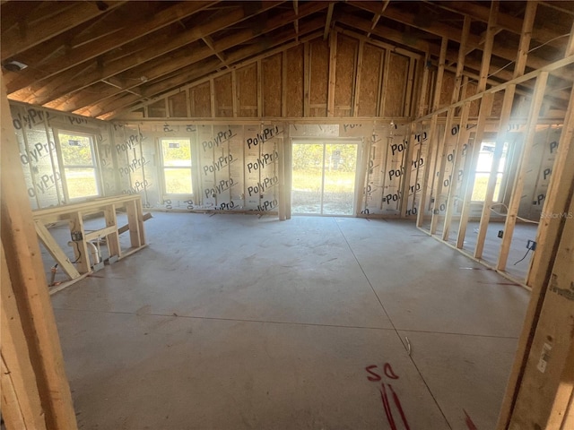 miscellaneous room featuring vaulted ceiling and a healthy amount of sunlight