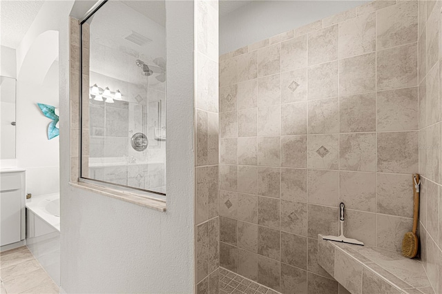 bathroom with plus walk in shower