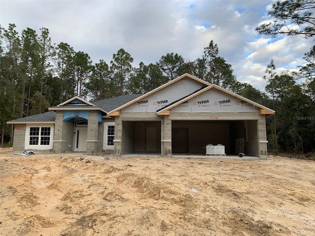 view of front of house with a garage