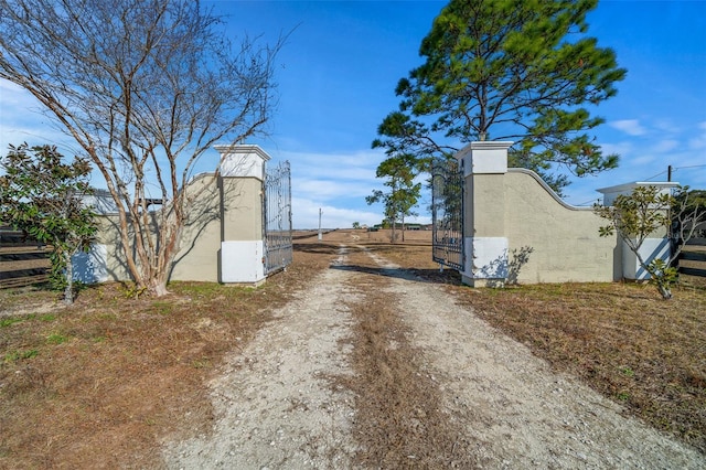 view of road featuring driveway and a gated entry