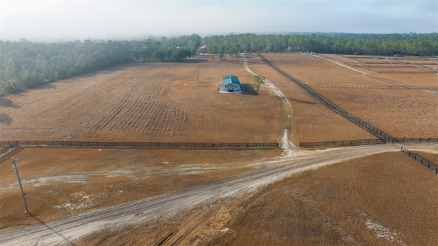 aerial view featuring a rural view