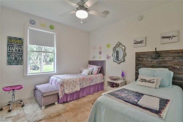 bedroom featuring ceiling fan