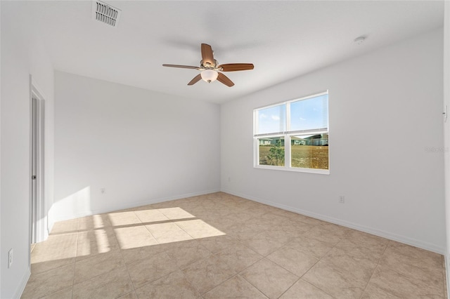 spare room featuring ceiling fan