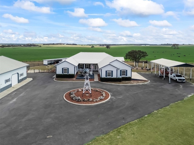 drone / aerial view featuring a rural view