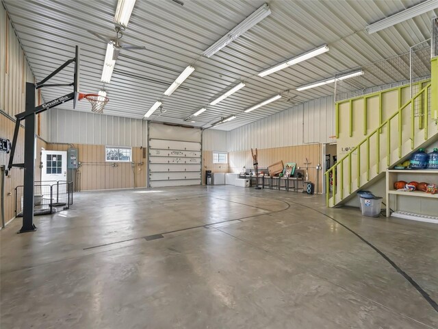 garage featuring metal wall