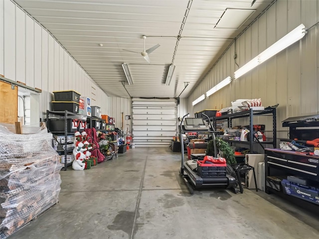garage with metal wall