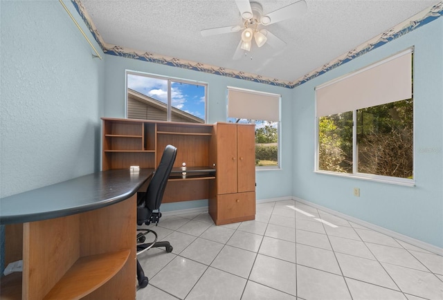 8450 SW 115th Street Rd, Ocala, FL 34481 - office space with a ceiling fan, light tile patterned floors, baseboards, and a textured ceiling