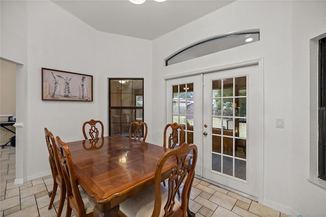 dining area featuring french doors