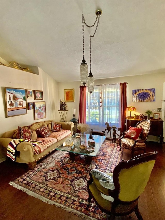 living area with wood finished floors