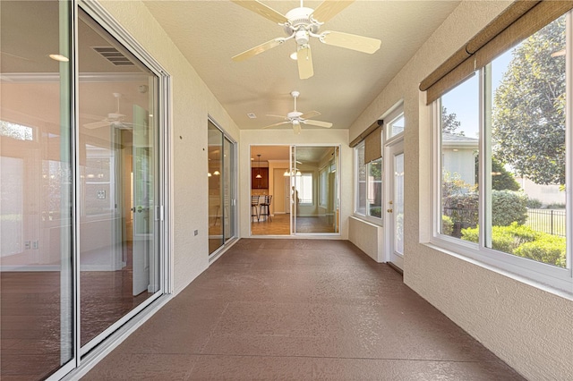 view of unfurnished sunroom