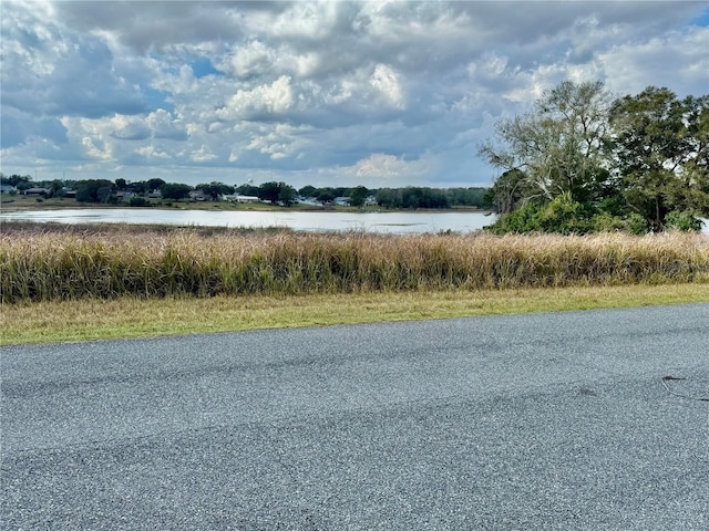 view of road with a water view