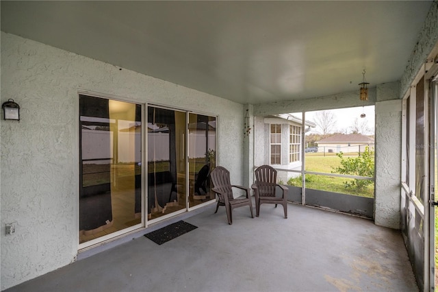 view of unfurnished sunroom