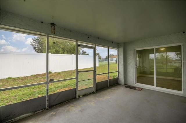 view of unfurnished sunroom