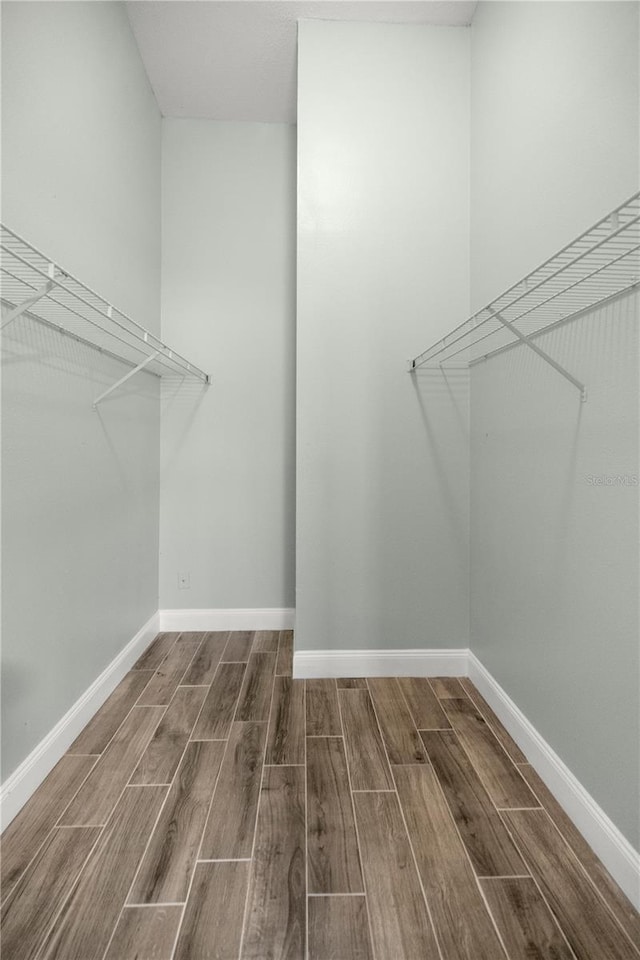 spacious closet with wood tiled floor