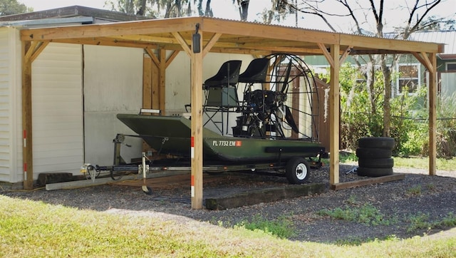 exterior space featuring a carport