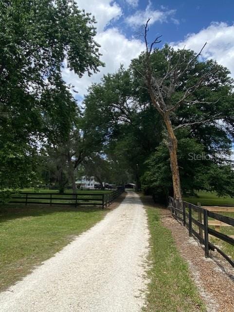 view of road featuring a rural view