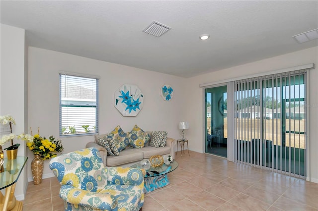 view of tiled living room