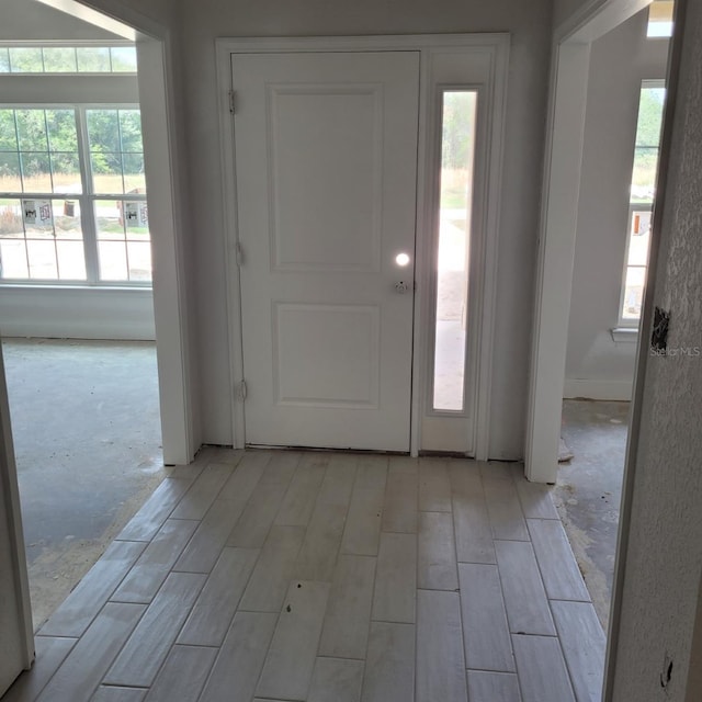 entrance foyer with light hardwood / wood-style floors