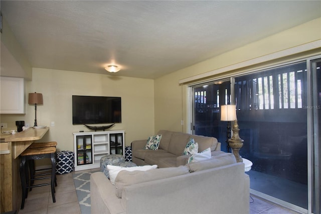 view of tiled living room