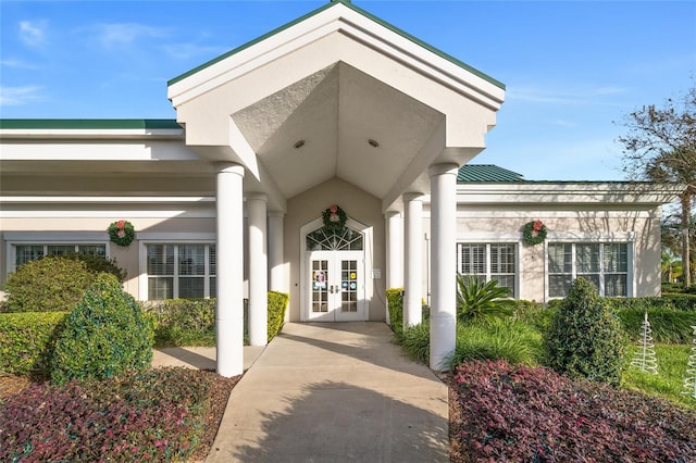 property entrance with french doors