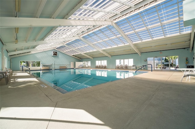 view of swimming pool featuring a patio area