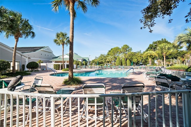 view of pool featuring a patio