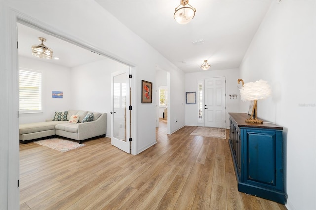 entryway featuring light hardwood / wood-style flooring and a wealth of natural light