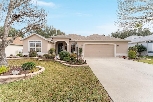 view of front facade featuring a garage and a front yard