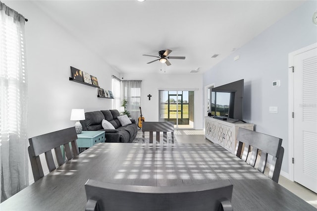 dining area featuring ceiling fan