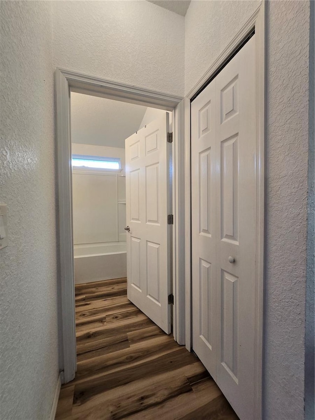 hall featuring dark hardwood / wood-style floors