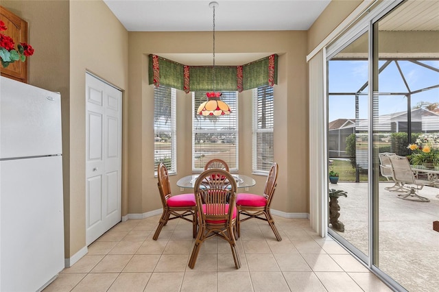 dining room with light tile patterned floors