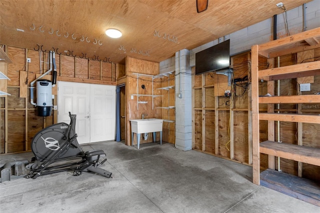 garage featuring a sink