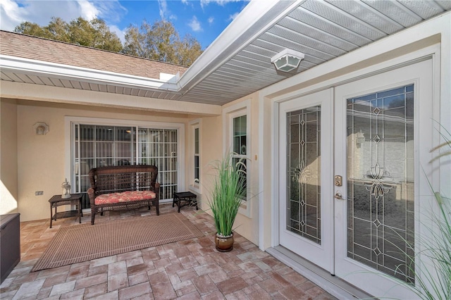 view of patio featuring french doors