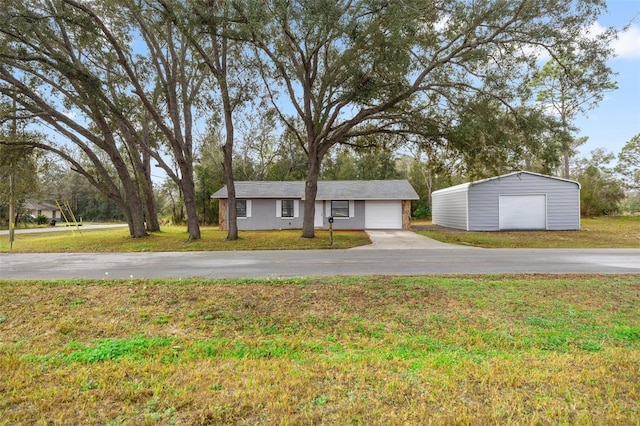 ranch-style house featuring a front lawn