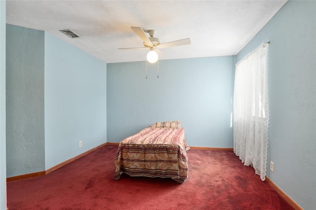 bedroom featuring carpet and ceiling fan