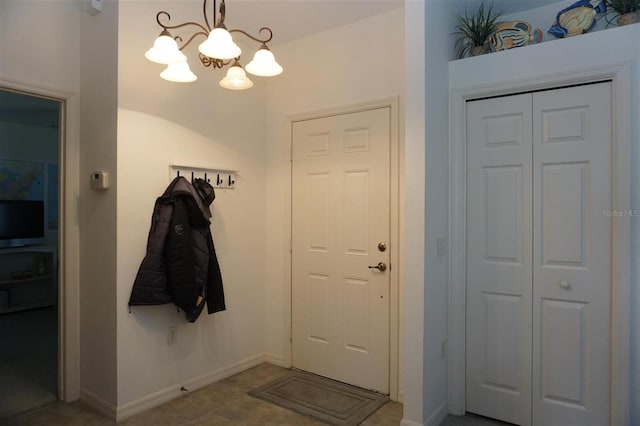 interior space with a notable chandelier