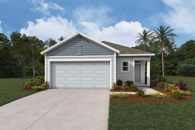 view of front of house featuring a garage and a front yard