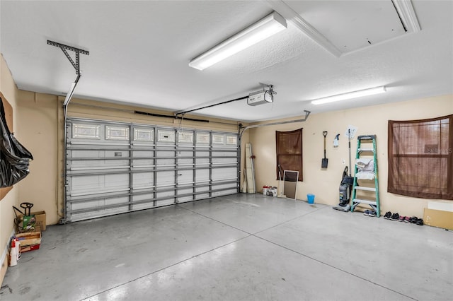 garage with a garage door opener