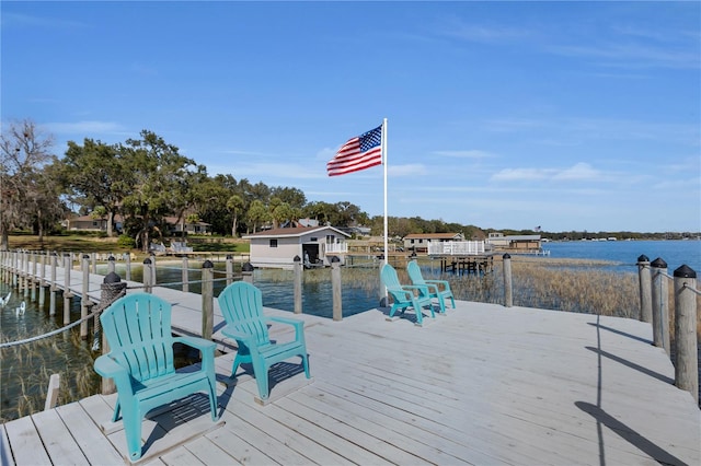 dock area featuring a water view