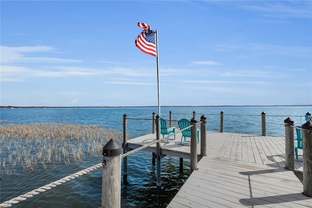 dock area featuring a water view