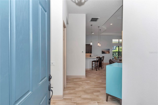 entryway with light wood-type flooring