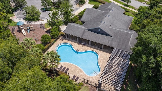 view of swimming pool with a patio