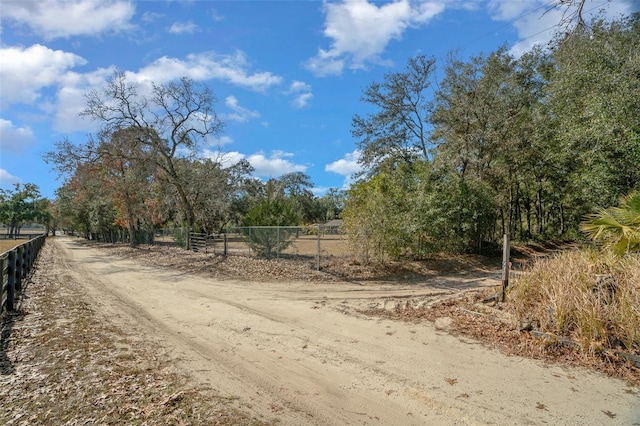 view of street with a rural view