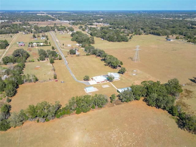 birds eye view of property with a rural view