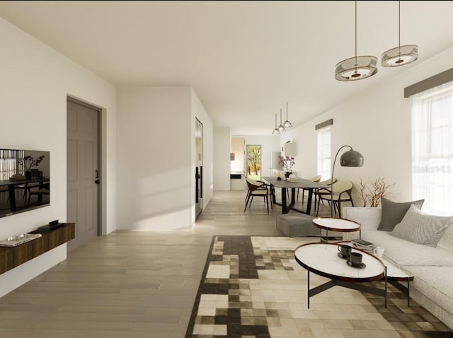 living room with hardwood / wood-style floors