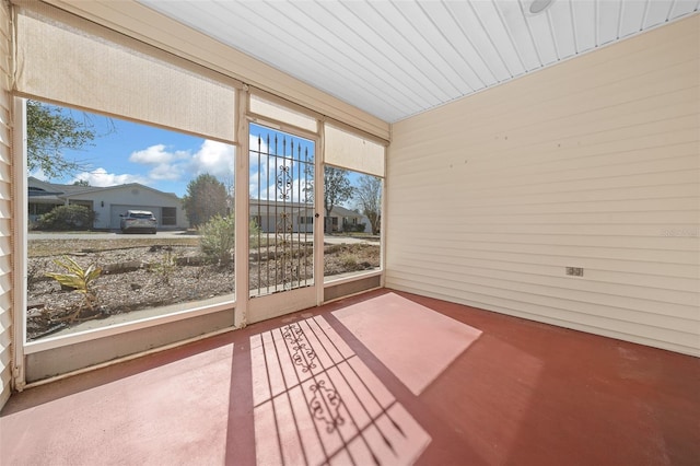 view of unfurnished sunroom