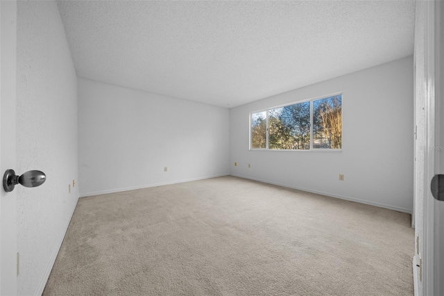 spare room featuring baseboards, carpet floors, and a textured ceiling