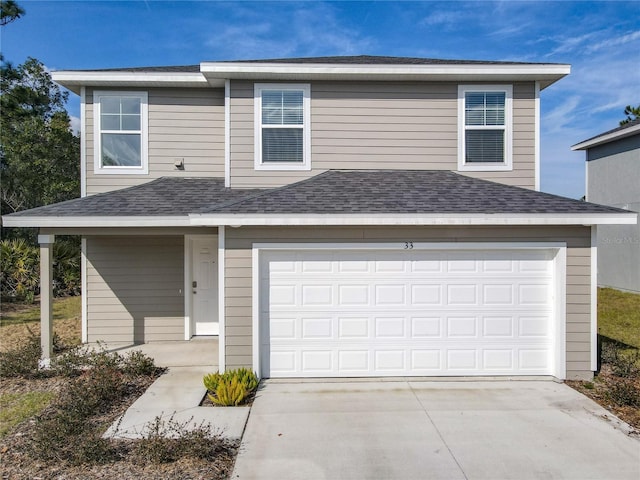 front facade with a garage