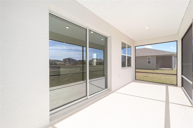 view of unfurnished sunroom