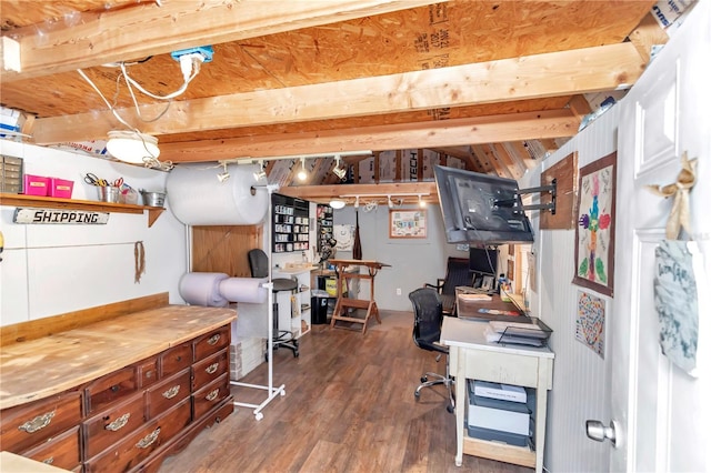 office area featuring wood finished floors